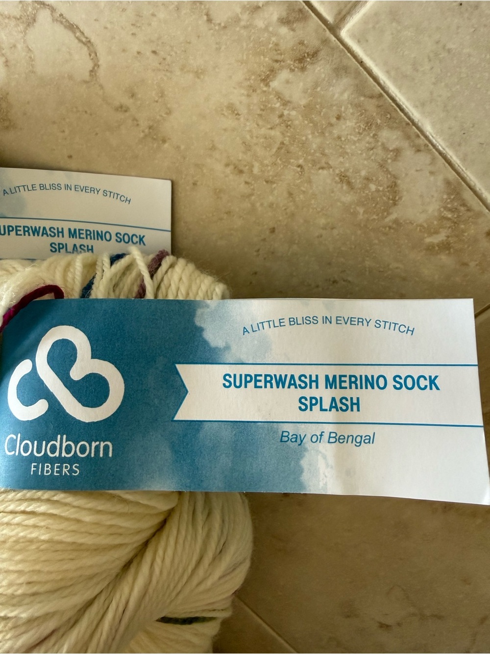 Cloudborn Fibers Superwash Merino Sock Yarn Splash Bay of Bengal - Picture 2 of 5